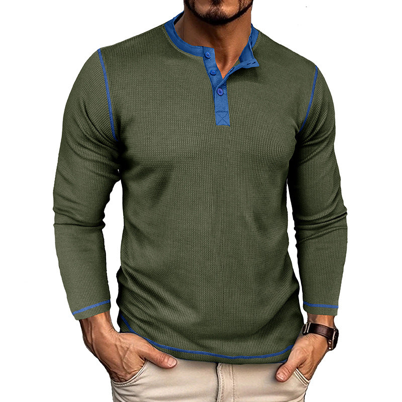 Herren Langarm-Henley-Shirt mit modernem Design Echoarchiv