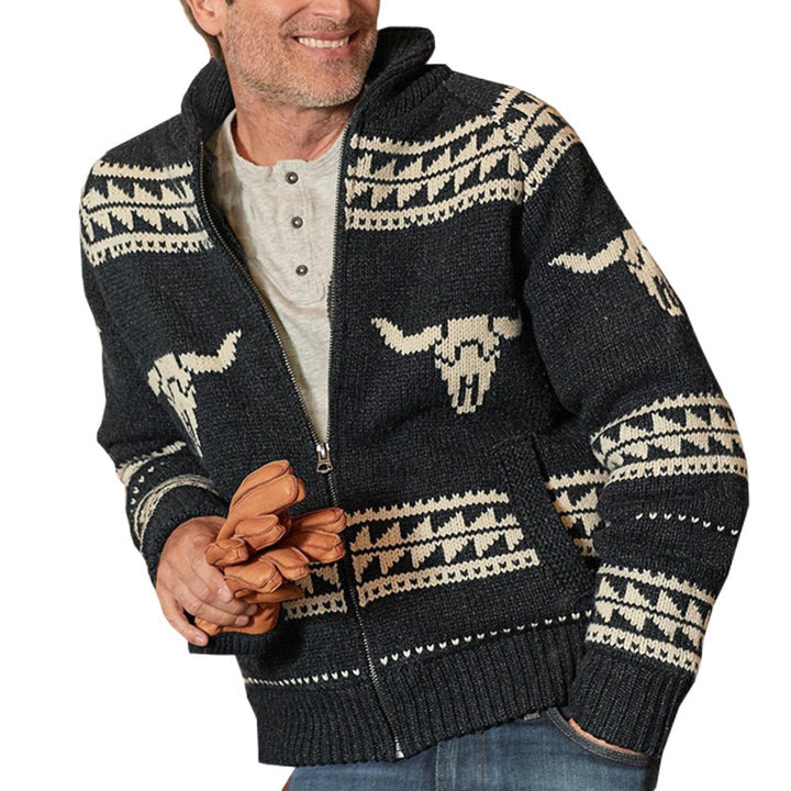 Herren Strickjacke mit einzigartigem Muster und praktischen Taschen Echoarchiv