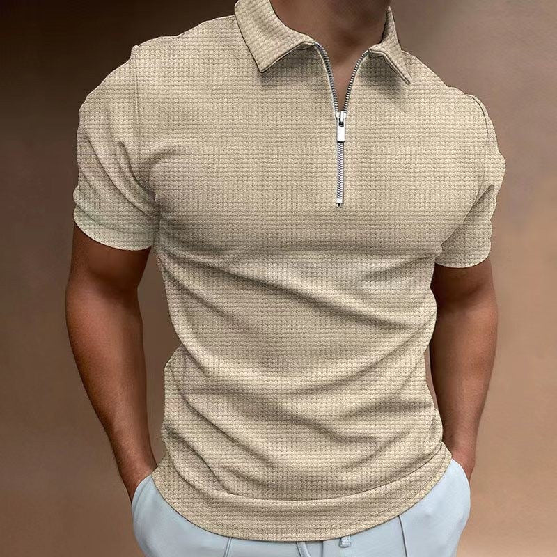 Herren Sportliches Kurzarm-Polohemd mit Reißverschluss und strukturiertem Design Echoarchiv