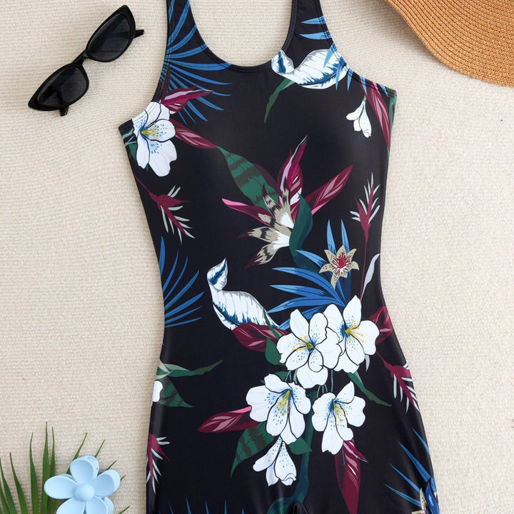 Damen Einteiler Badeanzug mit floralen Mustern und sportlichem Schnitt Echo Archiv