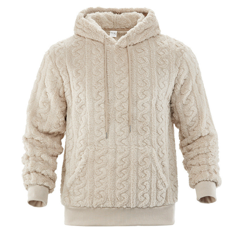 Unisex Kuscheliger Teddy-Hoodie mit Zopfstrick-Optik und Kängurutasche Echo Archiv
