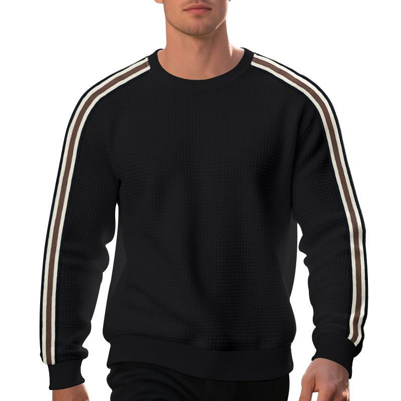 Herren modischer Strickpullover mit strukturiertem Gewebe und sportlichen Streifen Echoarchiv