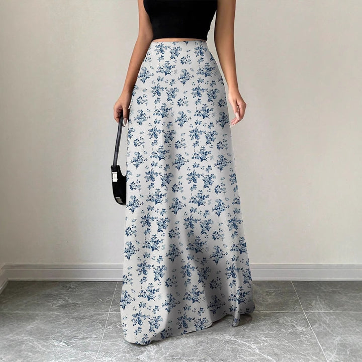 Damen Maxirock mit floralem Muster und seitlichen Schlitzen Echo Archiv
