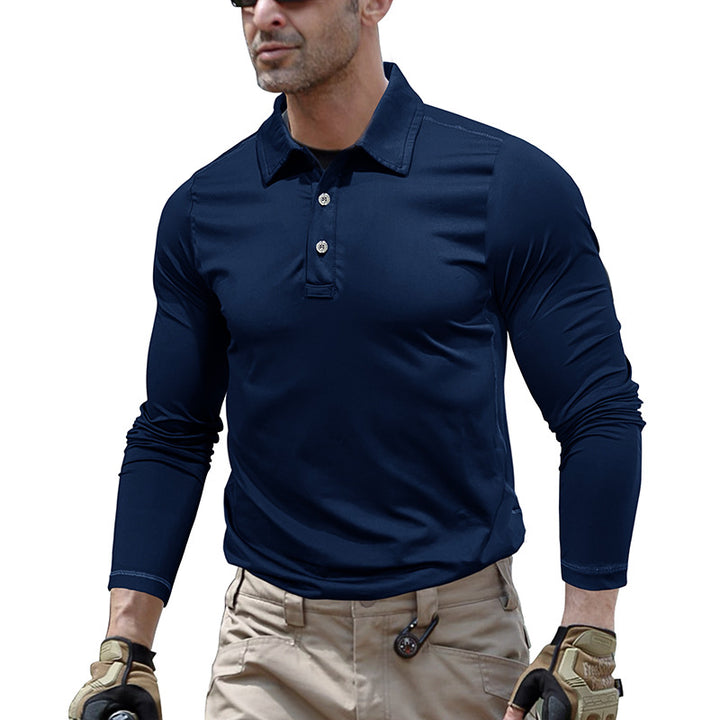 Herren sportliches Langarm Polohemd mit feuchtigkeitsableitender Technologie Echoarchiv