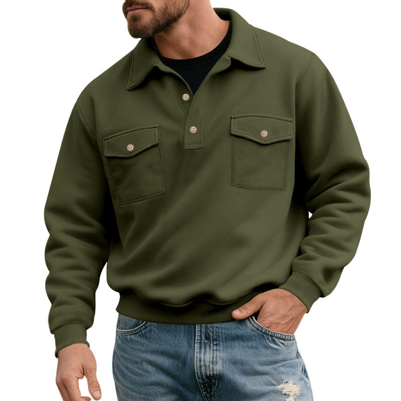 Herren komfortabler Pullover mit praktischen Brusttaschen Echoarchiv