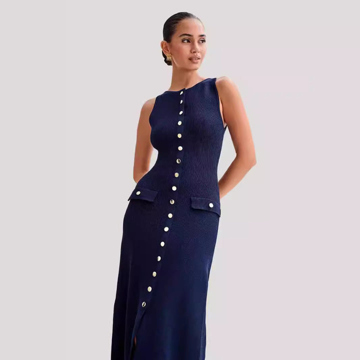 Damen Strick-Maxikleid mit durchgehendem Knopfverschluss Echo Archiv
