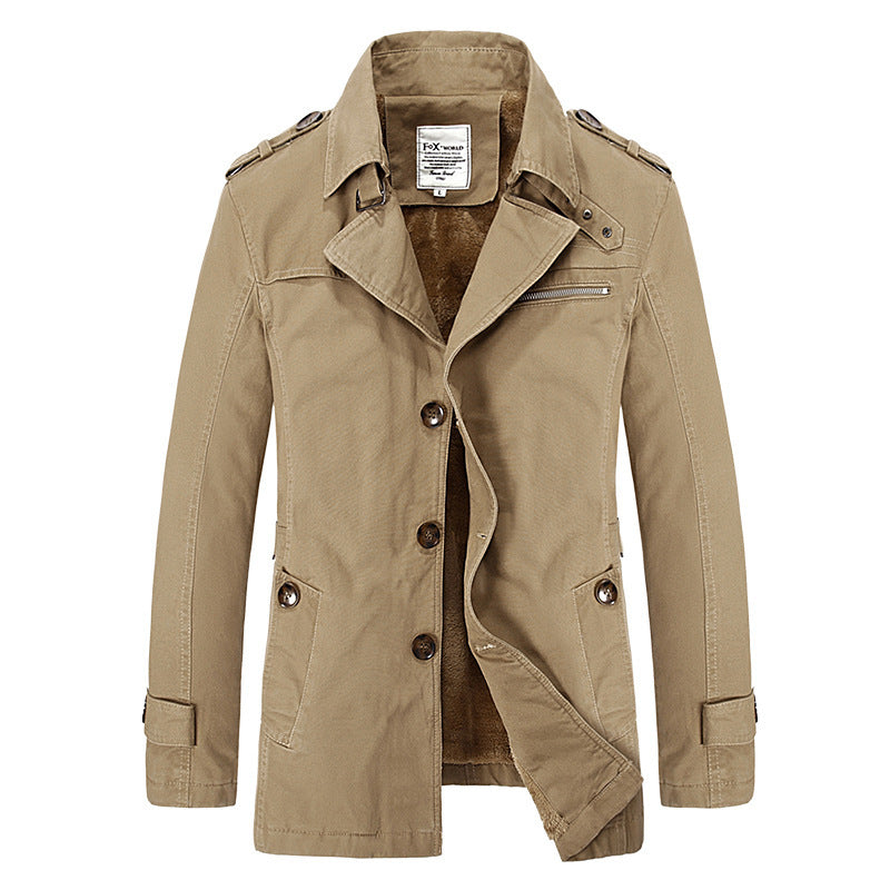 Herren Kurzer Fieldcoat mit Sherpa-Innenfutter, Epauletten und Reißverschluss-Brusttasche – Taviero