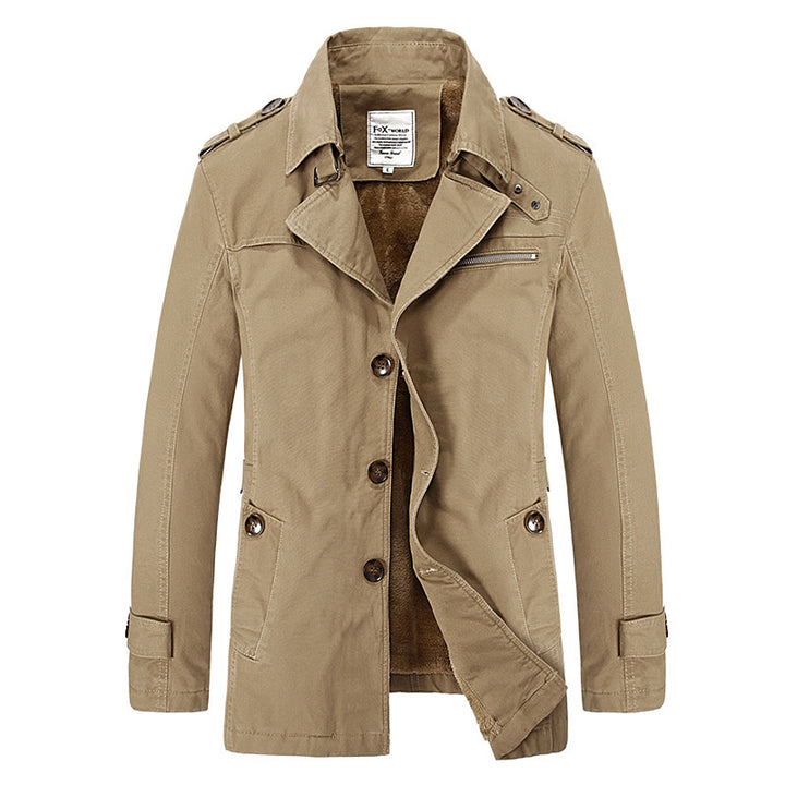 Herren Kurzer Fieldcoat mit Sherpa-Innenfutter, Epauletten und Reißverschluss-Brusttasche – Taviero
