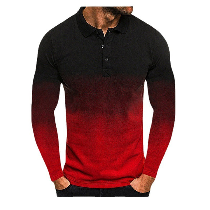 Herren Langarm-Polohemd mit modernem Farbverlauf und leistungsfähigem Material Echoarchiv