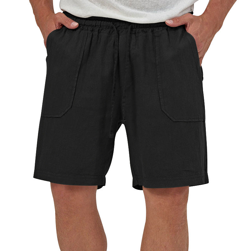 Herren lässige Leinen-Shorts mit elastischem Bund und seitlichen Eingrifftaschen Echoarchiv