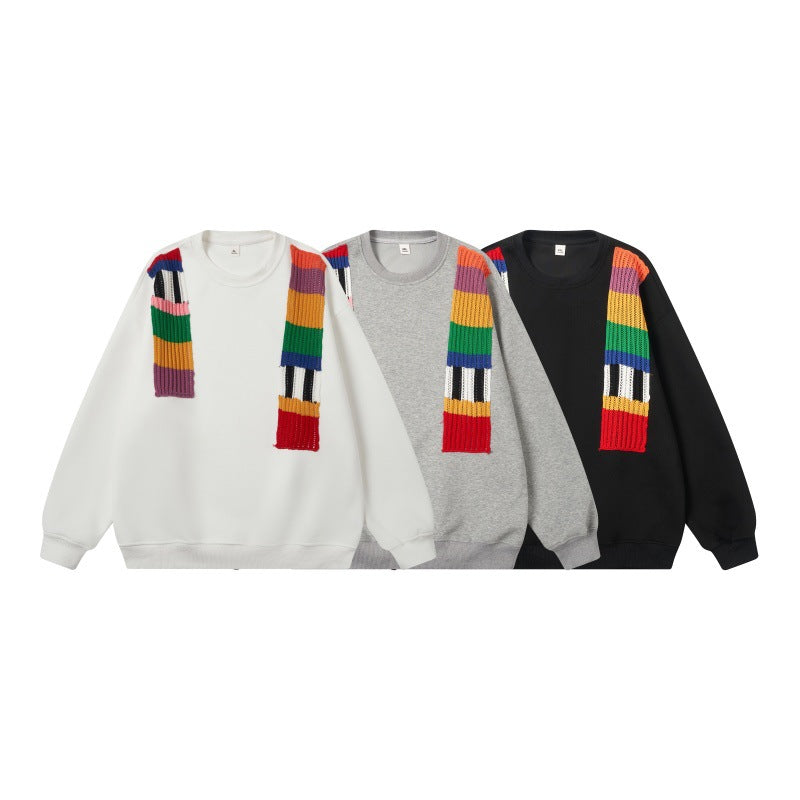 Unisex Oversize-Sweatshirt mit Strickapplikationen und Rundhalsausschnitt Echoarchiv