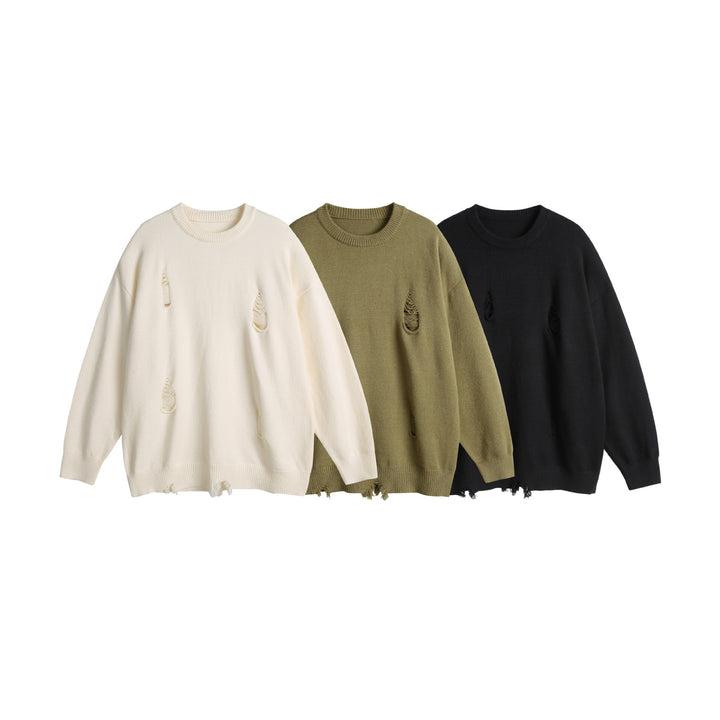 Unisex Oversize Strickpullover mit Destroyed-Detail und Rippbündchen Echoarchiv