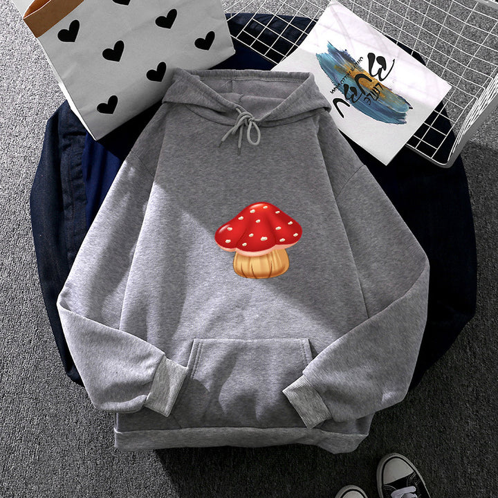 Damen leichter Oversize Kapuzenpullover mit Herz‑EKG‑Motiv, langen Kordeln und elastischem Bund – Auréline