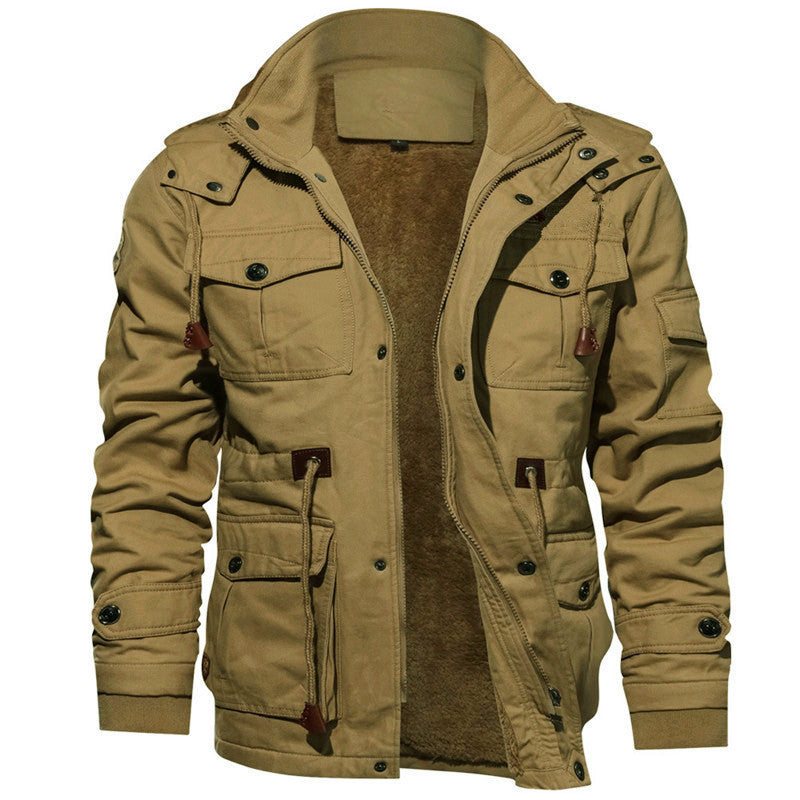 Herren Gefütterte Canvas-Utility-Parka mit Teddyfleece-Innenfutter und Mehrfachtaschen Echoarchiv