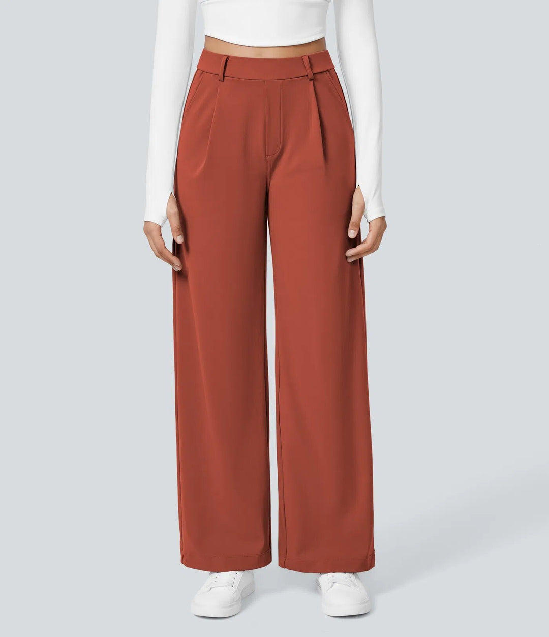Damen Weite High‑Waist Palazzo‑Hose mit Bundfalten und Eingrifftaschen Echo Archiv