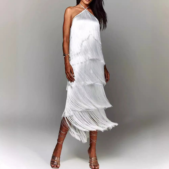 Damen Elegantes Fransen-Maxikleid mit schimmerndem Detail und raffinierter Passform Echo Archiv