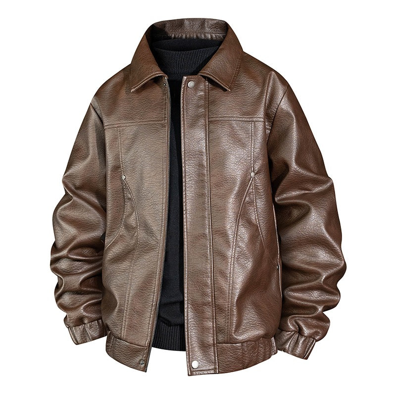 Herren Modische Kunstleder-Bomberjacke Echo Archiv