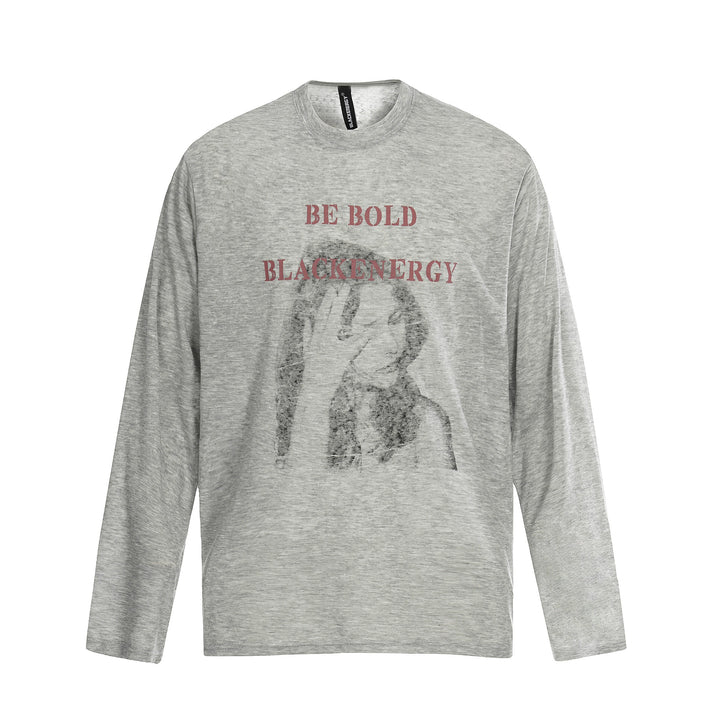 Unisex Langärmeliges Baumwollshirt mit Vintage-Print und relaxed Fit Echoarchiv