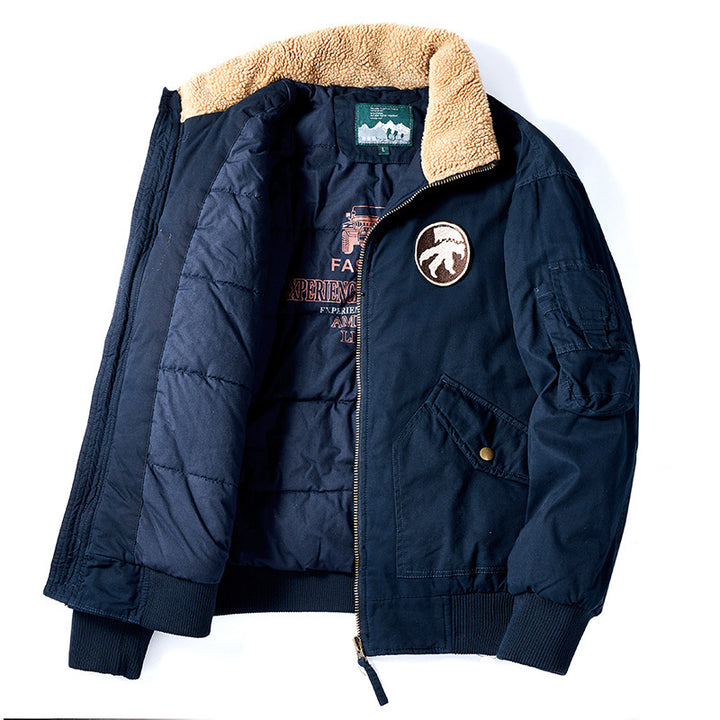 Herren Vintage-Canvas Pilotenjacke mit Teddykragen und wattierter Steppinnenlage Echo Archiv