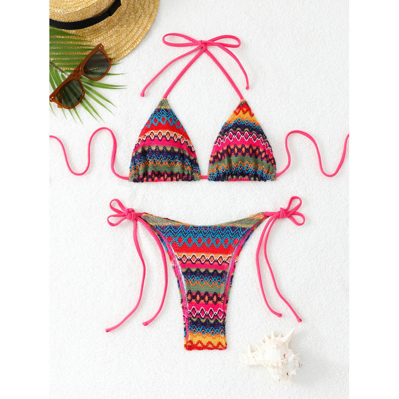 Damen Triangel-Bikini-Set mit farbenfrohem Ethno-Muster Echo Archiv
