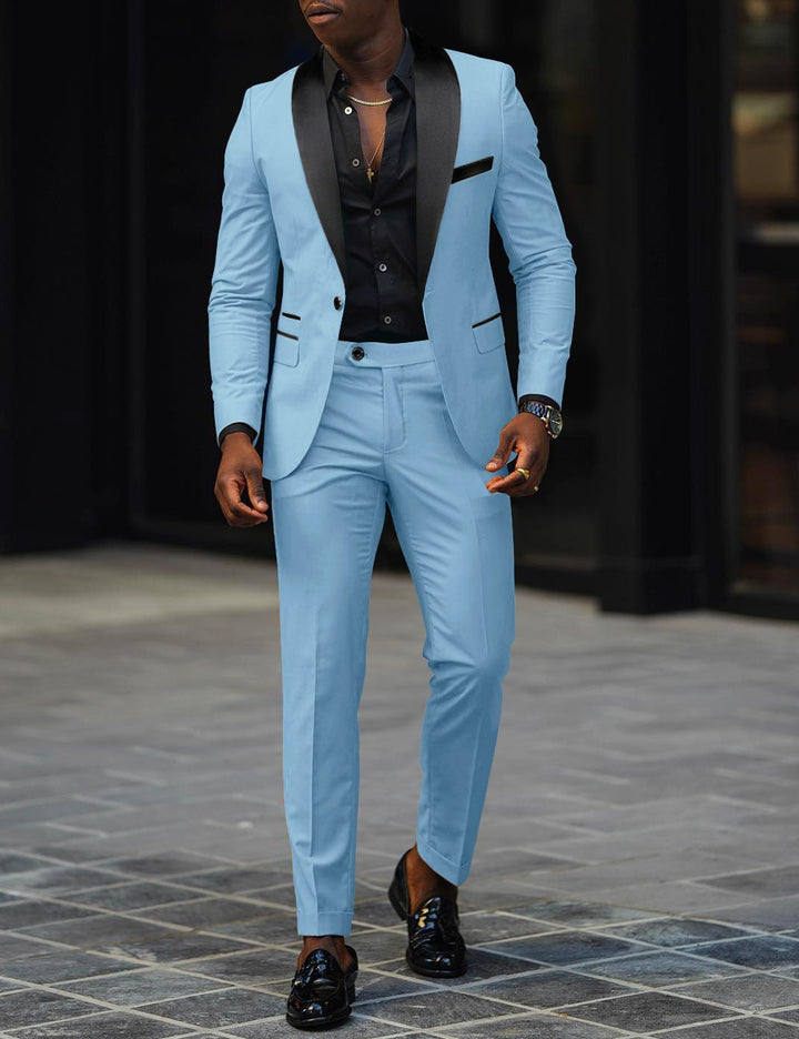 Herren nan schmal geschnittener Smokinganzug mit Satinrevers und Slim-Fit-Hose Echo Archiv