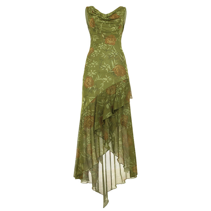 Damen Maxikleid mit asymmetrischem Saum und floralem Design Echo Archiv