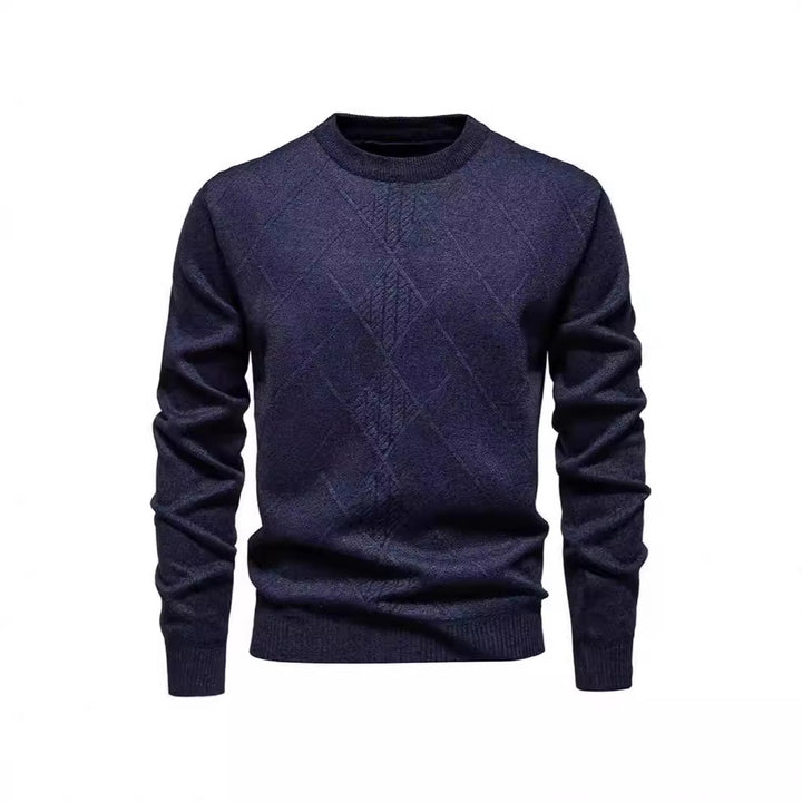 Herren Strickpullover mit strukturiertem Rautenmuster und klassischem Rundhalsausschnitt Echoarchiv