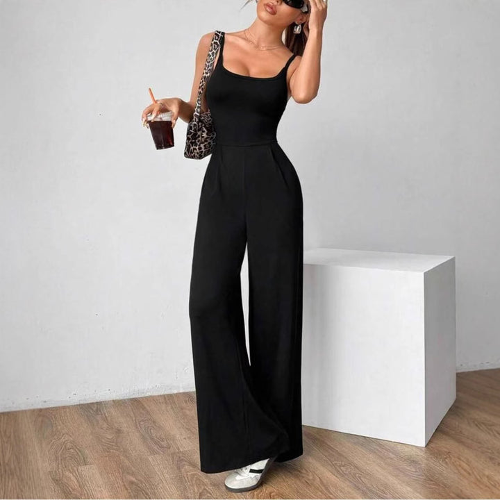 Damen Eleganter Jumpsuit mit weitgeschnittenen Beinen und schmeichelndem Oberteil Echo Archiv