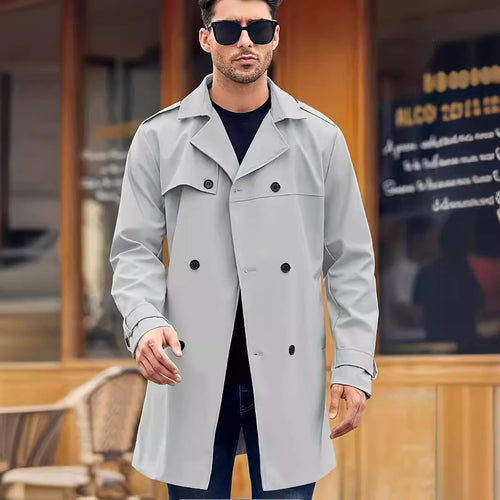 Herren eleganter Trenchcoat mit praktischen Taschen Echoarchiv