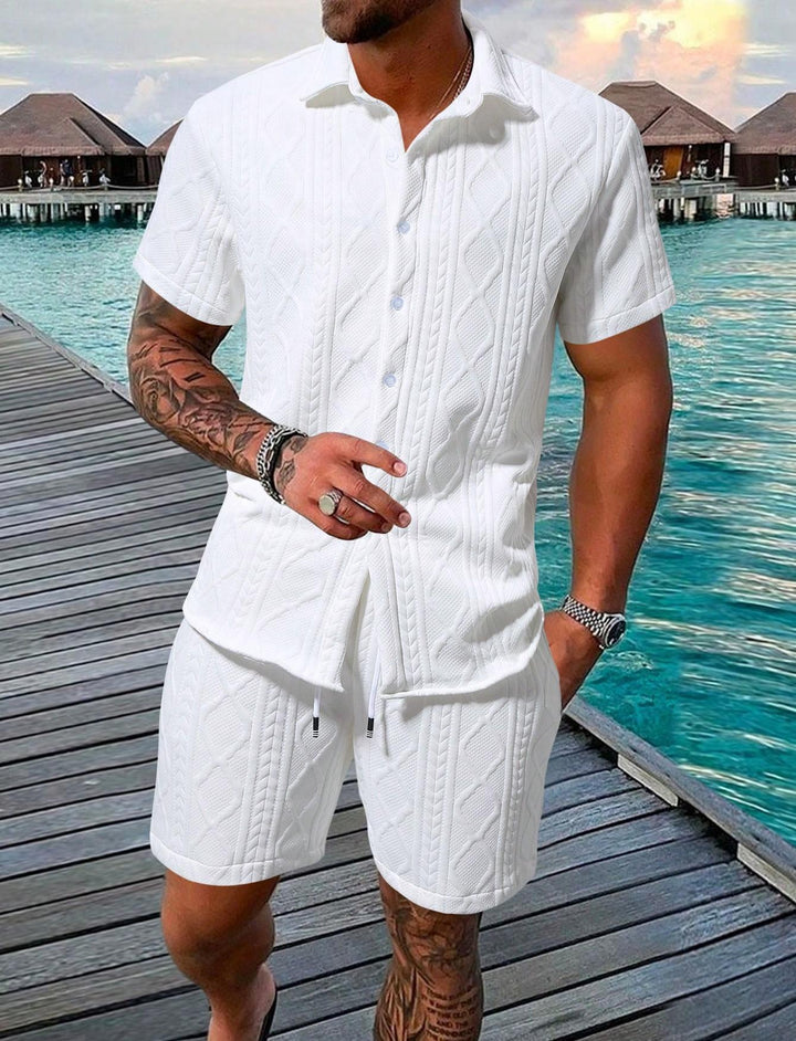 Herren stilvolles Kurzarm-Hemd mit passender Shorts Echoarchiv