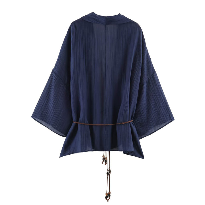 Damen Plissierter Oversize-Kimono mit Hüftkordel und Trompetenärmeln Echo Archiv