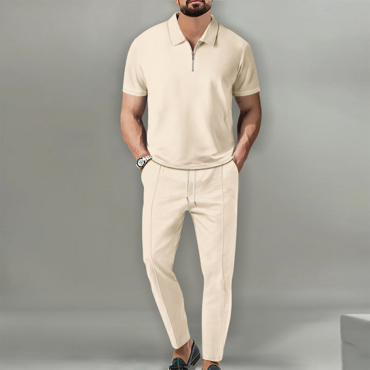 Herren sportliches Zweiteiler Set mit Polo und elastischen Pants Echoarchiv