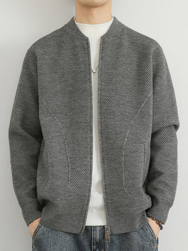 Herren Jacquard Sweatjacke mit Reißverschluss und praktischen Taschen Echoarchiv