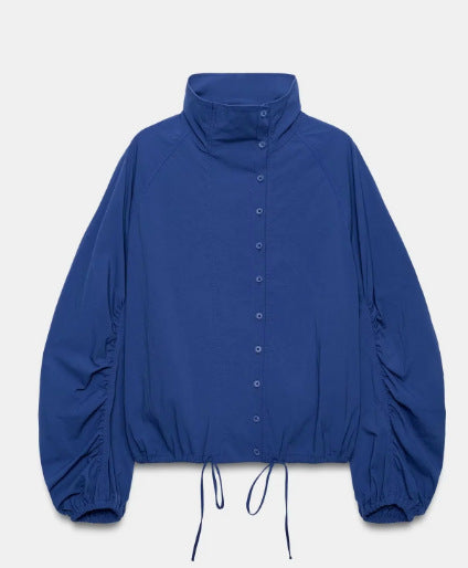 Damen Kurz geschnittene Wollmix-Jacke mit Stehkragen, Reißverschluss und Ballonärmeln Echo Archiv