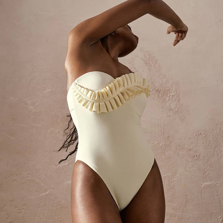 Damen Badeanzug mit asymmetrischem Volant-Design Echo Archiv
