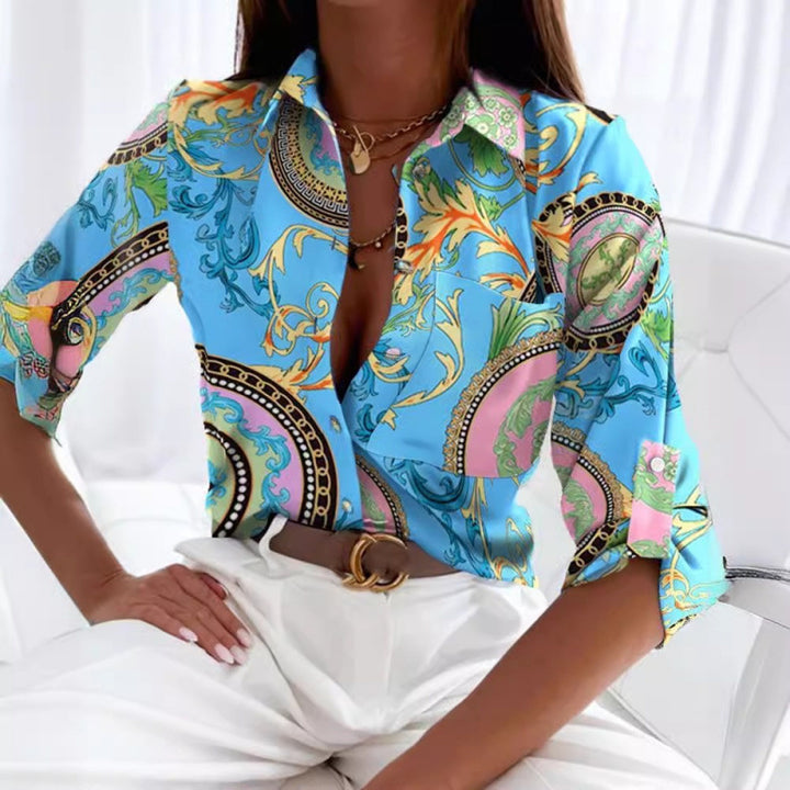 Damen modische Bluse mit künstlerischem Linienstil Echo Archiv