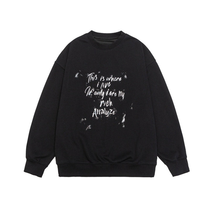 Unisex Lockeres Oversize-Sweatshirt mit verwaschenem Script‑Print, gerippten Bündchen und Relaxed‑Fit Echoarchiv