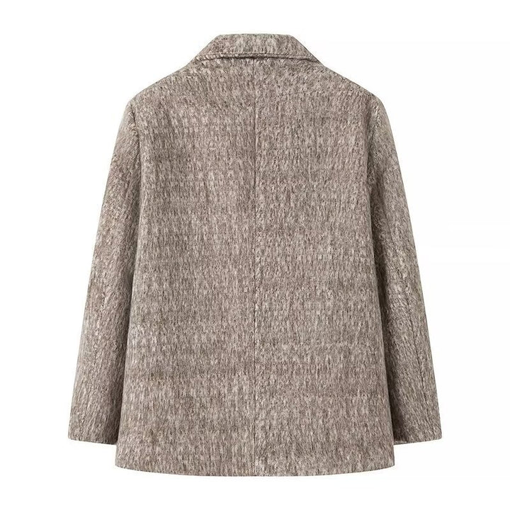 Damen Boxy Wollmix-Blazer-Mantel mit Bouclé‑Struktur, Reverskragen und Pattentaschen Echo Archiv