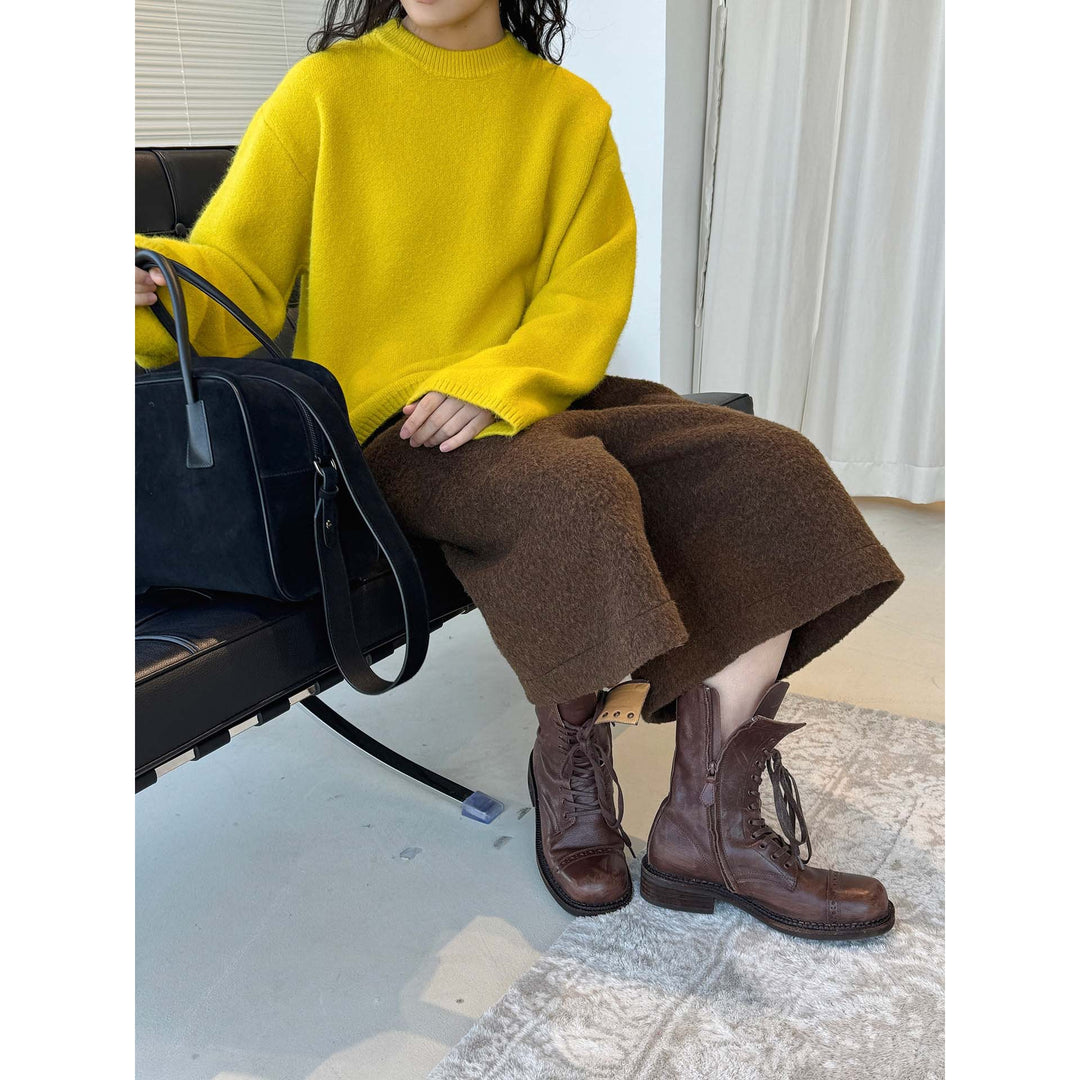 Damen Weicher Angora‑Optik Rundhalspullover mit lockerer Oversize‑Silhouette Echoarchiv