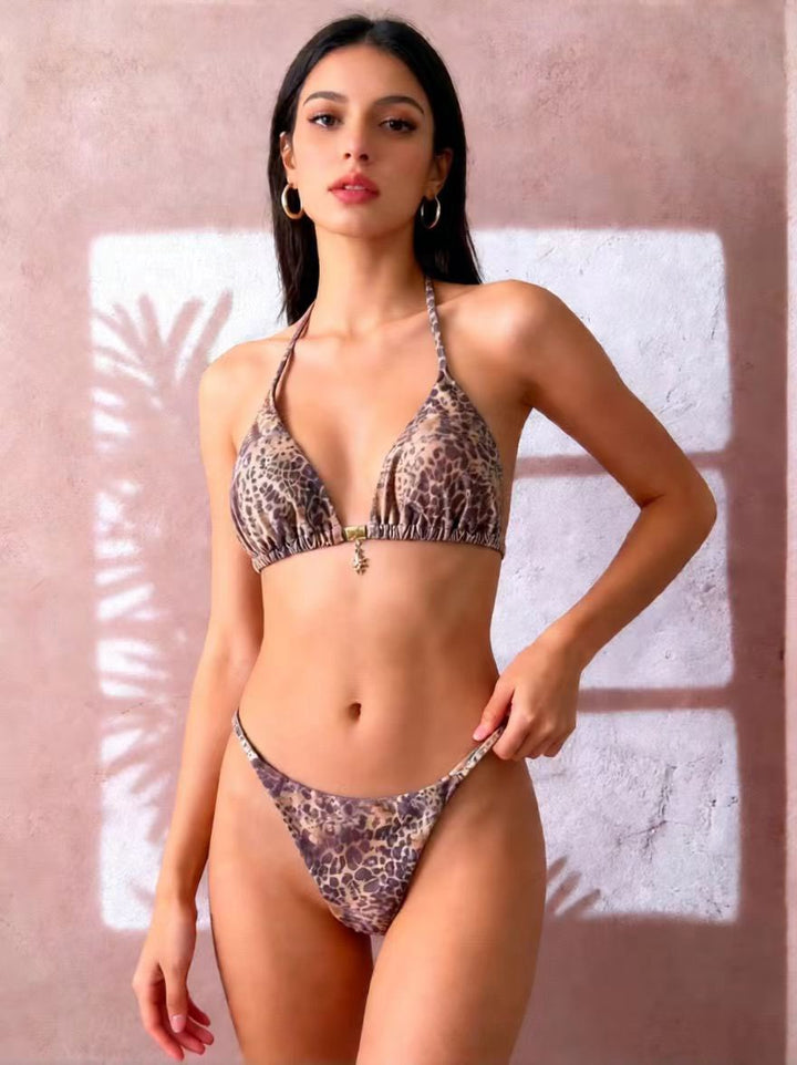 Damen Triangel-Bikini mit floralen Mustern und verstellbaren Bändern Echo Archiv