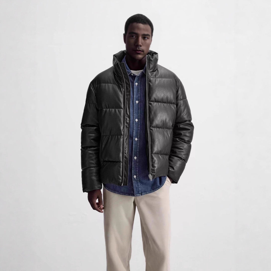 Herren Gepolsterte Lederoptik‑Steppjacke mit hohem Stehkragen Echo Archiv