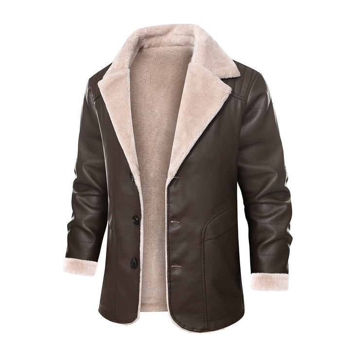 Herren schicke Lederjacke mit warmem Innenfutter und elegantem Kragen Echoarchiv