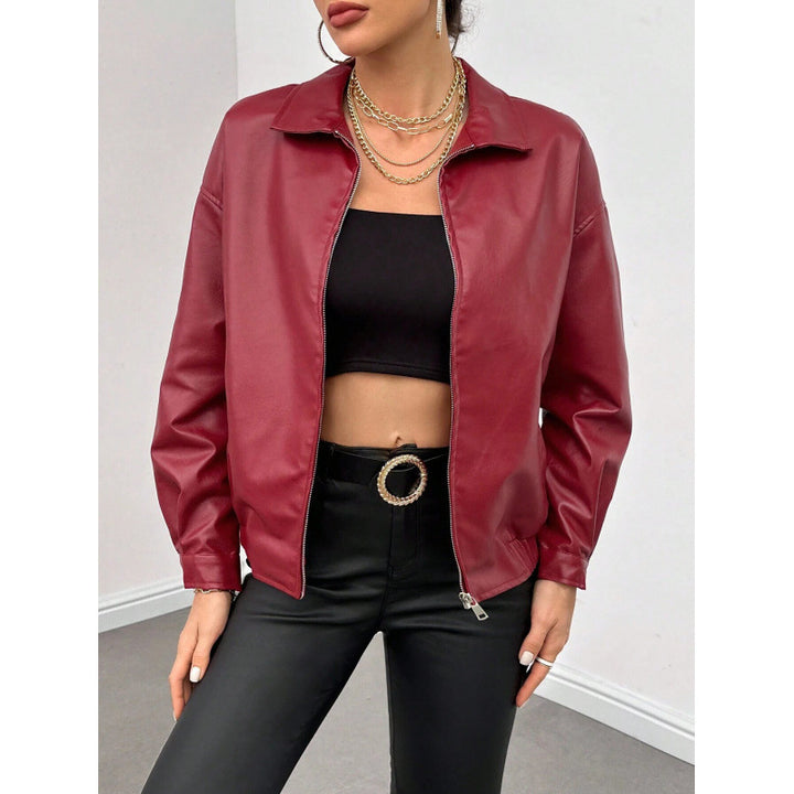 Damen Oversized Kunstleder-Blouson mit Reißverschluss und Hemdkragen Echo Archiv
