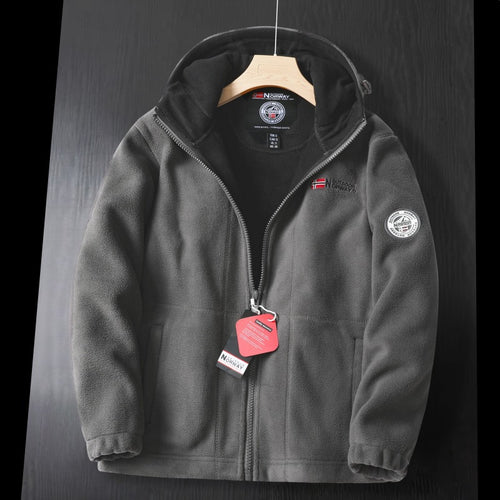 Damen Kapuzenfleecejacke im Outdoor‑Look mit doppellagiger Microfleece‑Innenlage, Reißverschluss und elastischen Bündchen – Auréline