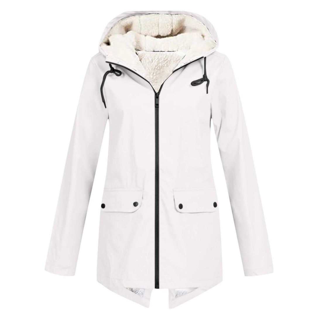 Damen wetterfeste und gefütterte Regenjacke mit verstellbarem Kapuzenkragen Echoarchiv
