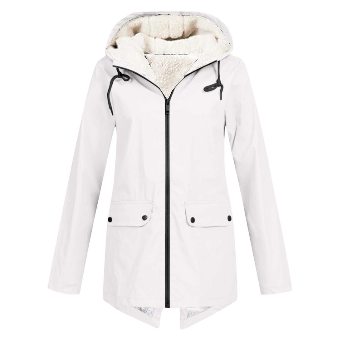 Damen wetterfeste und gefütterte Regenjacke mit verstellbarem Kapuzenkragen Echoarchiv