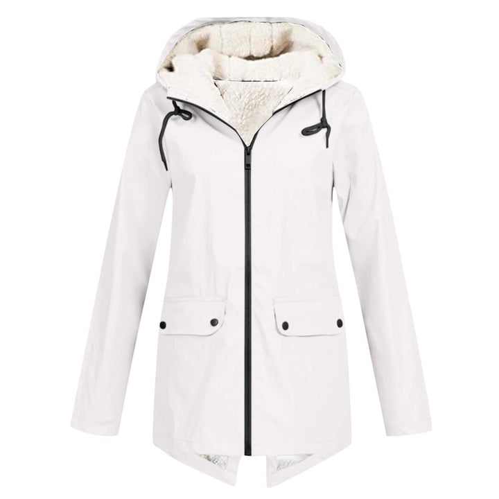 Damen wetterfeste und gefütterte Regenjacke mit verstellbarem Kapuzenkragen Echoarchiv