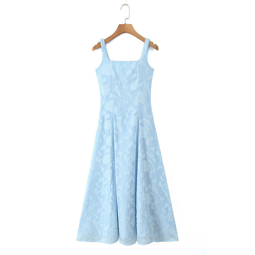 Damen Maxikleid mit floralem Reliefmuster und eleganten Trägern Echo Archiv