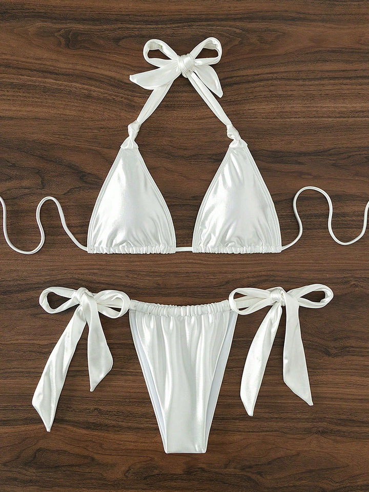 Damen Stilvoller Triangel-Bikini mit Schleifen-Details Echo Archiv