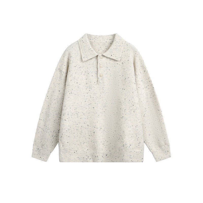 Damen Oversize-Polo-Pullover aus Mélange-Feinstrick mit Polokragen und Knopfleiste Echoarchiv